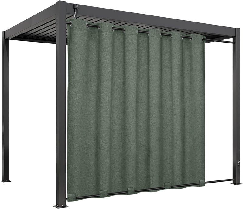 Easy-Going Linen Look Outdoor Curtains Waterproof Windproof Porch Curtains, Soft Thicken Outdoor Privacy Curtains for Patio, Gazebo, Grommet Top and Tab Bottom Drape, 1 Panel, 110x96 inch, Sage Green - Image 1